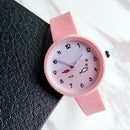 Candy Color Quartz Watch Women Men Fish Print Round Dial Wristwatch (Pink) A