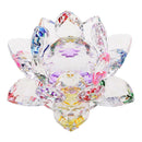 Crystal Lotus Flower Buddhist Ornament Feng Shui Art Glass Paperweight Multi