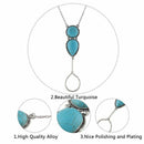 Boho Turquoise Hand Harness Bracelet Bangle Slave Chain Link Finger Ring Br