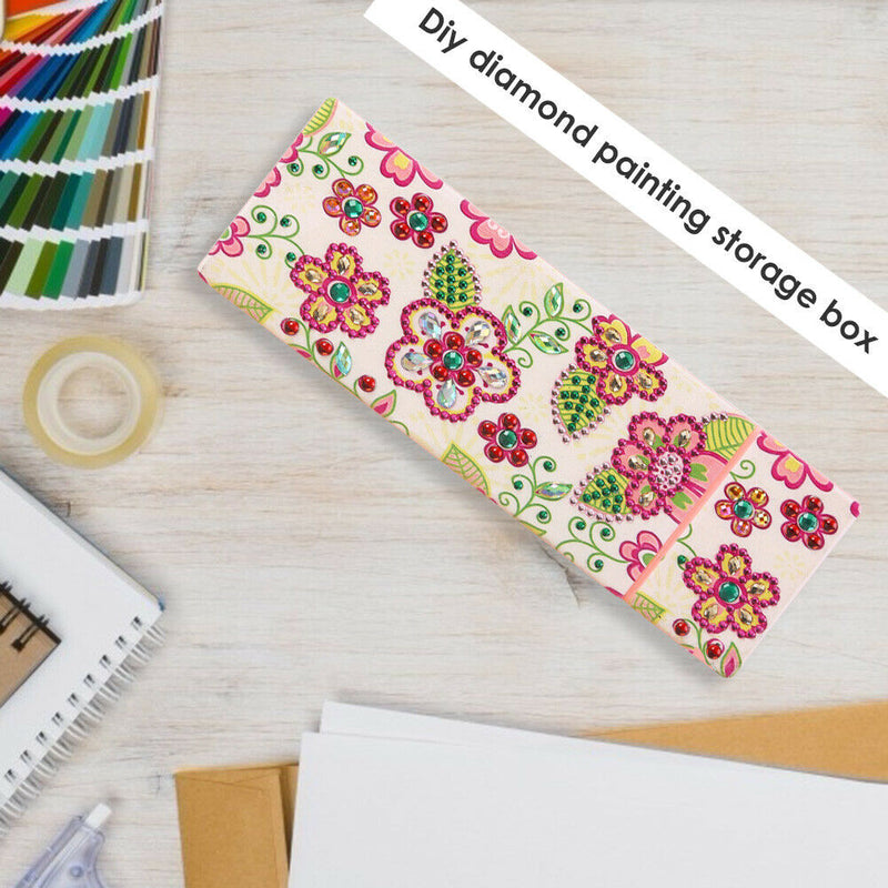DIY Flower Special Shaped Diamond Painting 2 Grids Pencil Case Storage Box