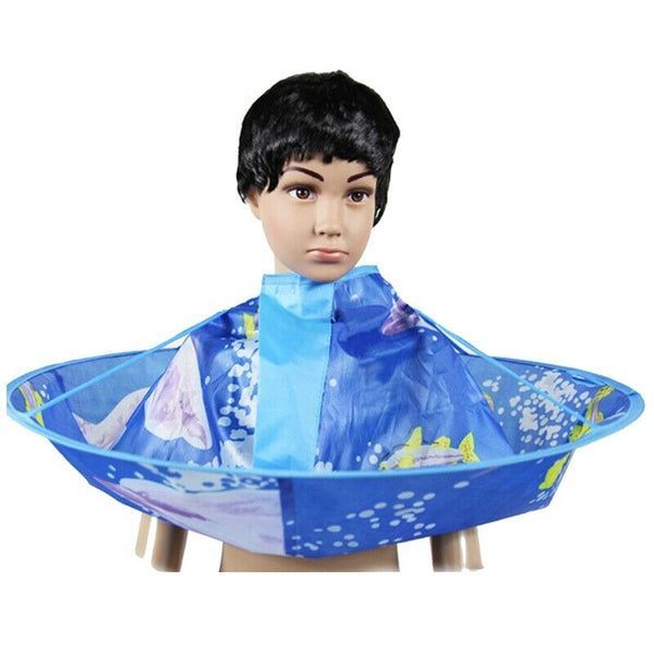 Kids Haircut Hairdresser Hair Cutting Cape Blue Cloak Clothes Apron For Hai W2V2