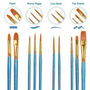 10Pcs/Set Watercolor Gouache Paint Brushes Different Pointed Useful Shape R K5H9