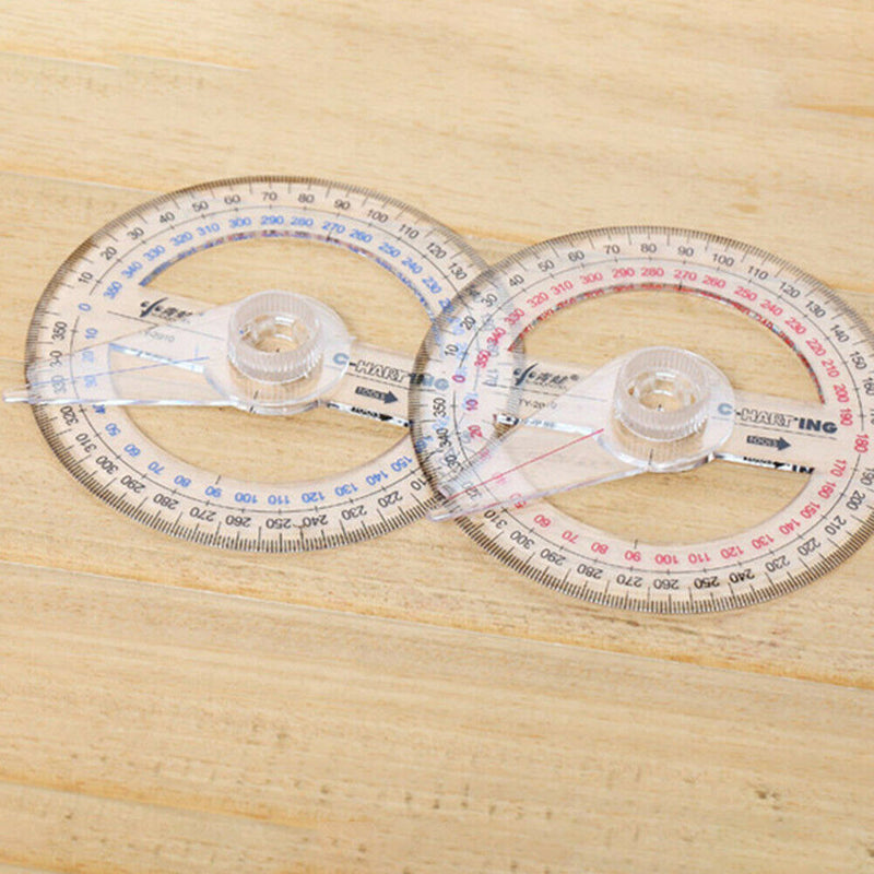All Circular 10cm 360 Degree Pointer Protractor Ruler Angle Finder Random