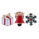 3pcs Christmas Brooch Lot Lapel Pin Xmas Gift Box Crystal Xmas Decorations