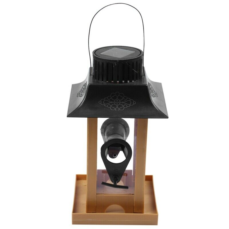 New Solar Parrot Feeder Led Light Bird Feeder Station Hanging Pigeon Crow P