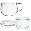 3 In 1 Set Clear Heat Resistant Tea Coffee Cup With Tea Infuser Filter Lid  E5I7