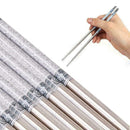 Stainless Steel Chopsticks Chinese Flower Printing Sticks Chop Tableware Sa U0W3