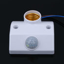 E27 Infrared Motion Sensor Automatic Light Lamp Bulb Holder Stand Switch White