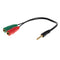 8" Black PVC 3.5mm Headphone Female to Dual Male Audio Splitter Connector