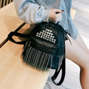 Retro Tassel Shoulder Small Backpack Korean Soft Leather Personality Ladies