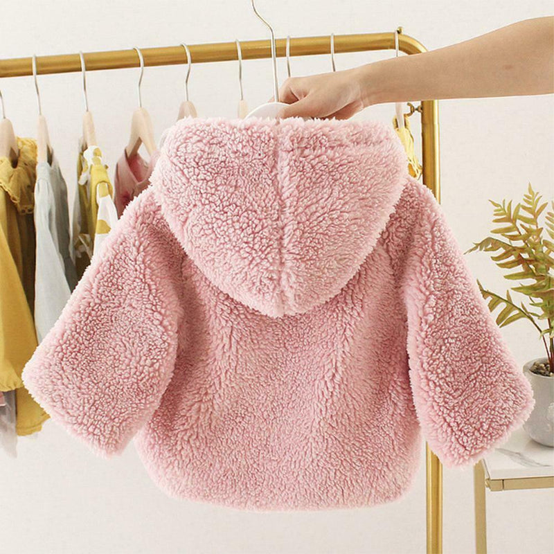 Baby Girl Kids Clothes Fleece Thicken Hoodie Crossbody Bag (Pink 12-18M)