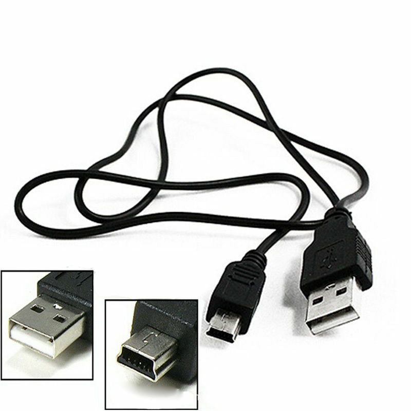 1PC Black PVC USB 2.0 Male to Mini 5 Pin B Data Charging Cable Cord Adapter DS
