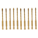 10pcs Mirror Ceramic Tile Glass Thread Drill Bits Set Cross Spear Head 6mm