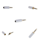 5x 3.5mm 4 Pole TRRS Male Plug headphone Jack Cable Connector White