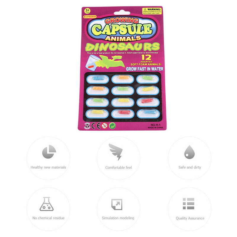 12pcs Developmental Toys Water Absorption Expansion Dinosaur Grow Capsule Kids