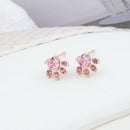 Paw Print Earrings Topaz Crystals Dangle Jewelry Dog Cat Horse Pig Animal Pets