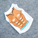 Pet Dogs Funny Cute Muscle Print White Bikini Beach T-Shirt Vest Clothes Size S