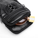 Women Soft PU Messenger Bag Multi-layer Shoulder Zipper Phone Pouch (Black)