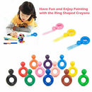 Toddler Crayons, 12 Colors Paint Crayons for Babies, Ring Shaped Washable W
