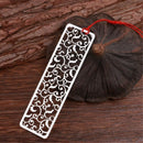 Pack of 4 Classical Hollow Out Flower Style Metal Bookmark with Red Knottin