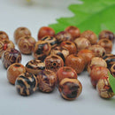 100 pcs round printed wooden beads, DIY jewelry loose beads beads A6A7