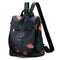 Women Print Black Nylon Backpack Anti Theft Girls Travel School Shoulder Bag