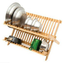 Wooden Dish Rack Plate Rack Collapsible Compact Wood Tableware Holder Rack