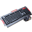 Wireless Gaming Keyboard Mouse Combo Set Metal Panel Game Gamer 2.4Ghz 2400