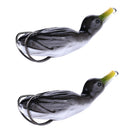 2pcs Floating Duck Lure 10.5cm Bass Bait Fishing Tackle Black silicone Black