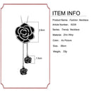 Black Rose Flowers Long Necklace Sweater Chain Crystal Women Jewelry Gift