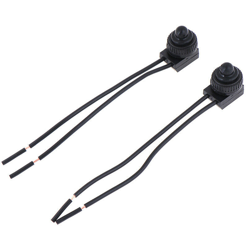 2PCS 12V Waterproof Push Button On-Off Switch With 4" Lead Wire Black Kw