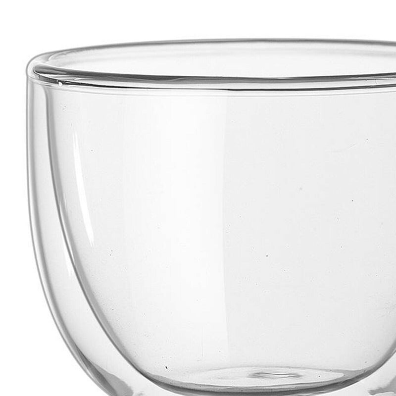 4pcs Double Wall Glass Coffee Mug Insulated Tea Cup With Handle 200ml Clear
