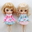 Puff Sleeve Top Clothes Light Pink Skirt Stockings Socks Set for Blythe Accs