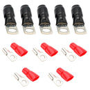 10cps Copper Tube Terminals Battery Welding Cable Lug Ring Crimp w/ Caps