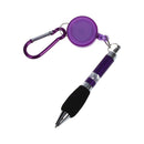 Purple Retractable Badge Reel Pen Belt Clip & Carabiner W7M8
