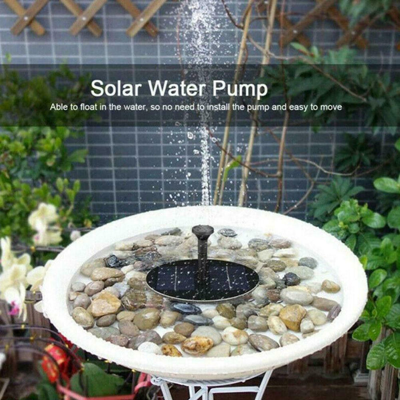 Bird Bath Fountain Solar Powered Water Pump Floating Black Outdoor Pond Garden