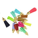 12pcs Multi Colors Golden plated Velvet Tassel Pendants DIY Jewelry Making