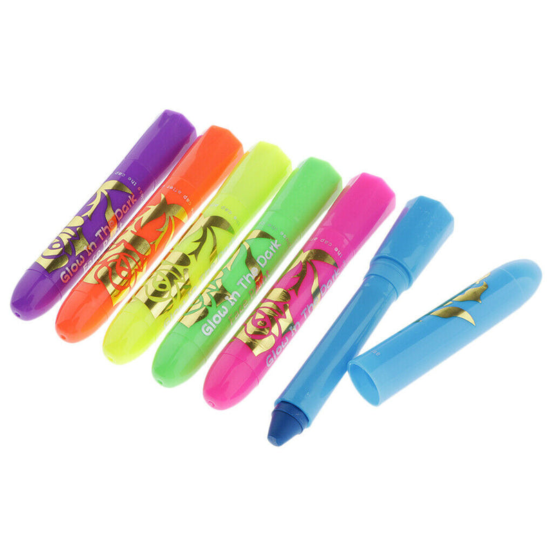 6x UV Neon Face&Body In Dark Make Up Pigments Crayon Sticks Party