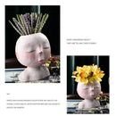 Portrait Face Head Flower Planter Garden Plant Pot Art Cactus Flowerpot