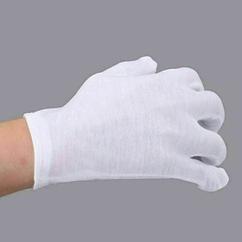 5Pair White Cotton Gloves Khan Cloth Quality Check Warm Rituals Play Gloves K2C9