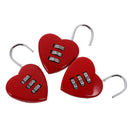 3 Pieces Portable Heart Shape Combination Padlock Combination Lock Travel Case