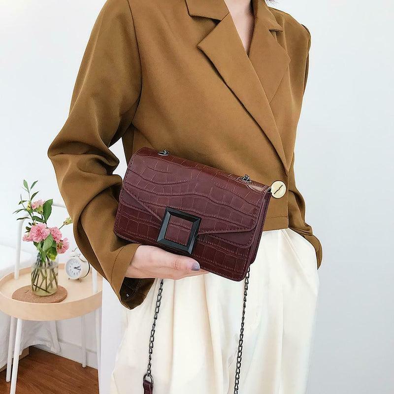 Retro Messenger Bag Women Leather Small Shoulder Handbag Purse (Wine Red) A