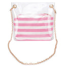 Women'S Composite Bag Metal Chain Pvc Transparent Shoulder Bag Striped Wall
