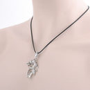 Fashion Men's Titanium Steel Dragon Pendant Necklace With Leather Chain Jewelry