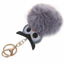 New Cute Pompom Fluffy Owl Keychain Faux Rabbit Fur Ball Women Bag Car Pend J1F2