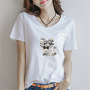 Sequins Cute Cat Patches on T-shirt Garment Sequined Applique Crafts JR