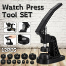 Black Repair Tool Back Closer Opener Cover With 12 Dies  Watch Case Press