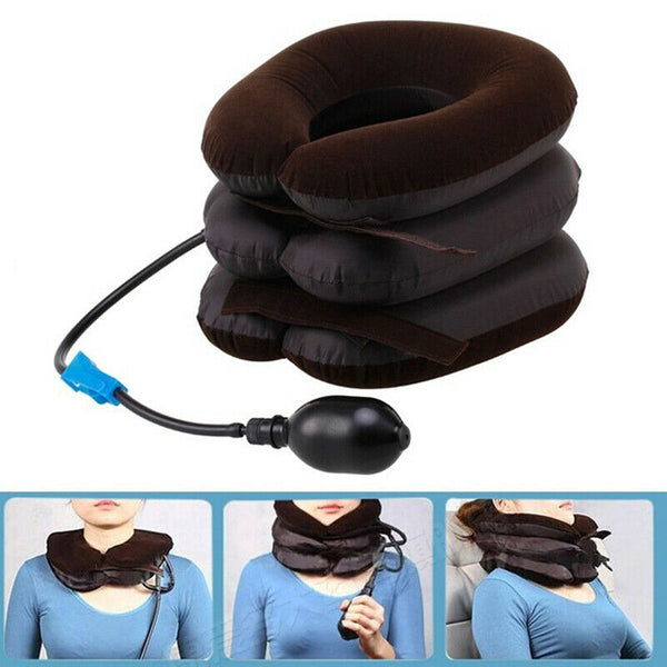 Inflatable Air Compressor Neck Cervical Traction Collar Therapy Massage Pil S1H3