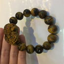14MM Feng Shui Tiger's Eye Stone Yellow Pi Xiu Beads Bracelet For Wealth Luck