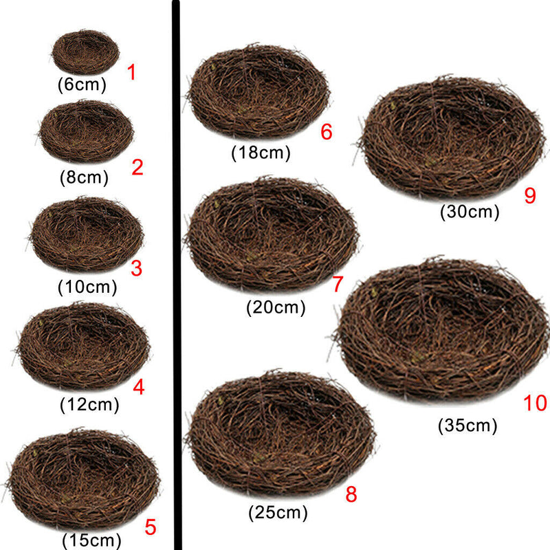 2x Brown Rattan Bird Nest Photo Props Garden Ornament Holiday Decoration